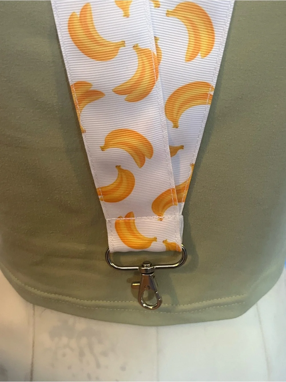 Banana Print Lanyard Necklace - White and Yellow
